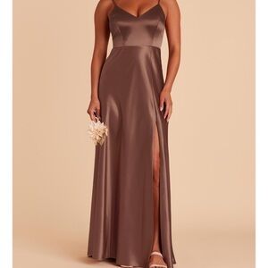 Birdy Grey Jay Dress - Shiny Satin Chocolate Brown